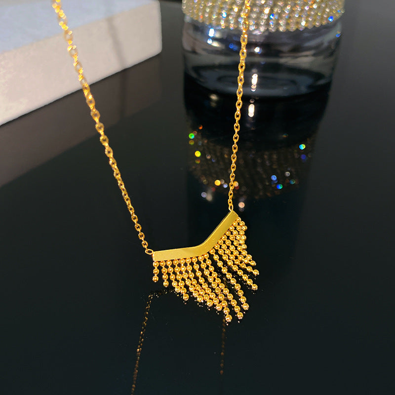 Bohemian Sweet Geometric Titanium Steel Plated Necklace with Brass Pendant for Unisex