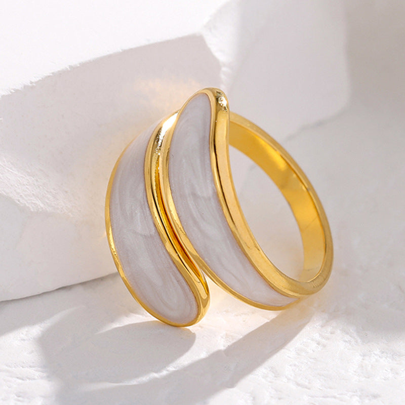 Minimalist Titanium Steel Adjustable Ring for Women with Enamel Finish Geometric Irregular Shape Cold Aesthetic Finger Ring