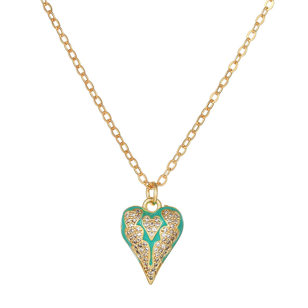 Elegant Heart Brass Micro-Paved Cubic Zirconia Pendant Necklace for Women