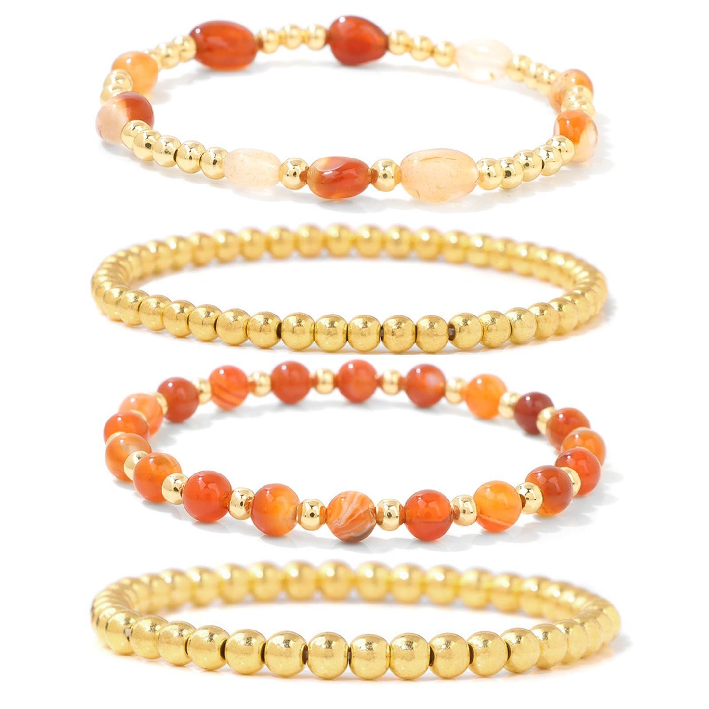 Geometric Natural Agate and Amethyst Beaded Bracelet for Women