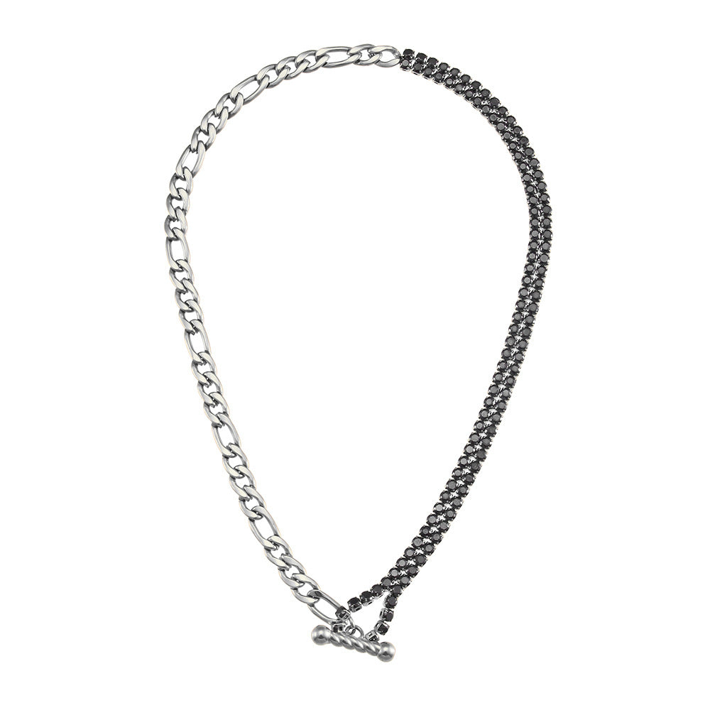 Set collana e bracciale da donna placcati in acciaio inossidabile geometrico minimalista