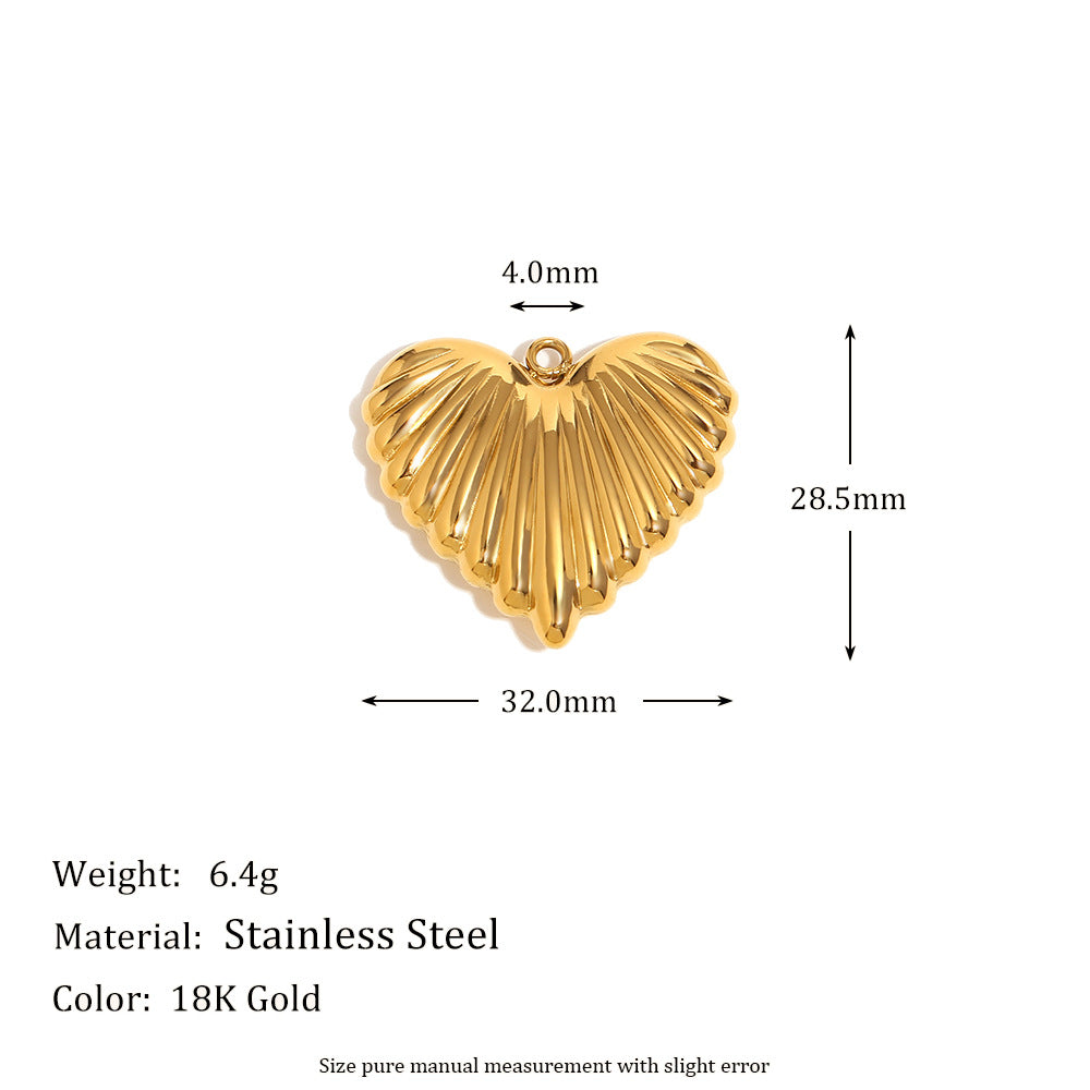Fashionable Angel Key Heart Pendant in Stainless Steel with 18K Gold Plating for Women