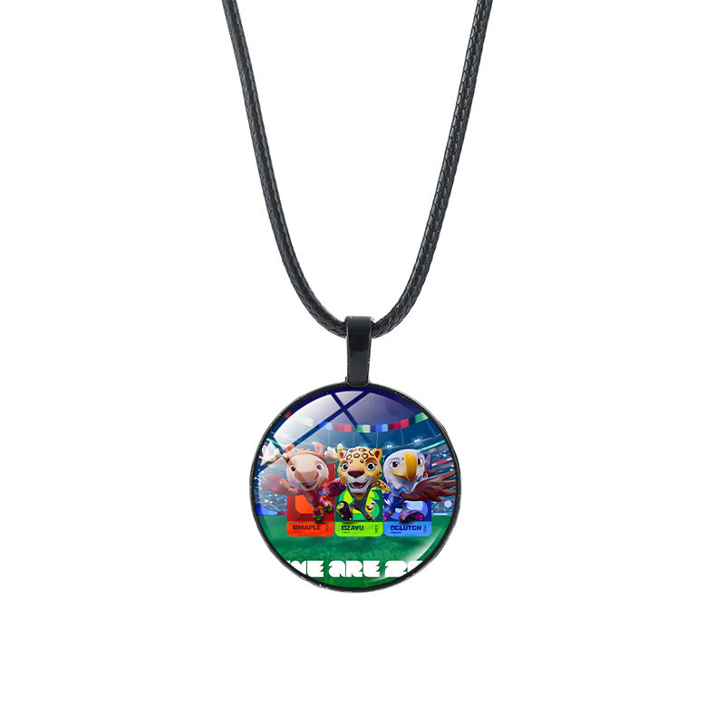 Vintage Sporty Geometric Alloy Plated Crystal Pendant Necklace Unisex