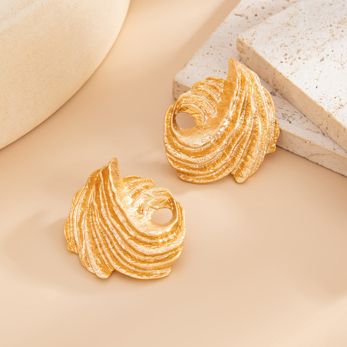 Minimalist Geometric Hollow Plated Alloy Earrings for Women