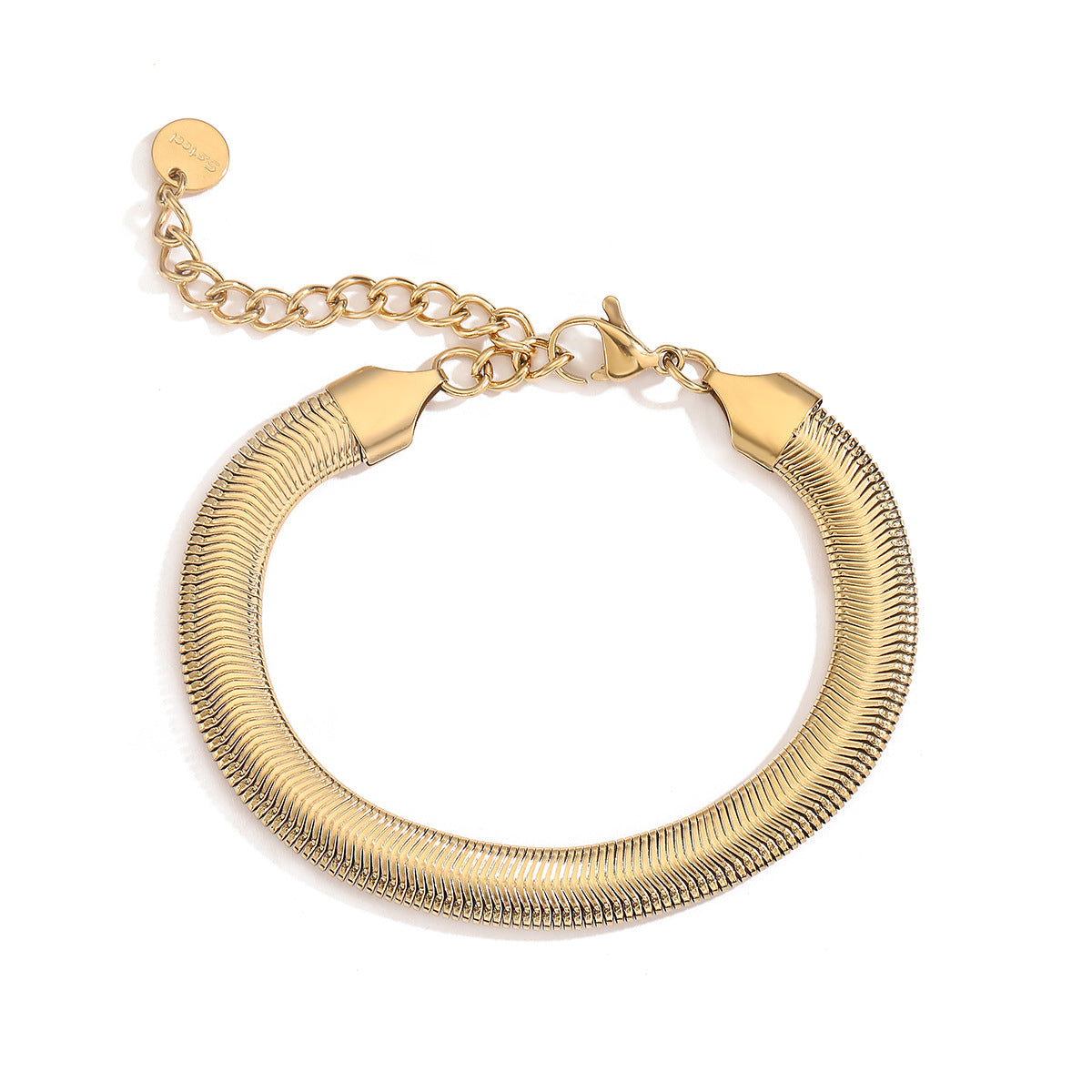 Bracciale da donna in acciaio inossidabile placcato oro 18 carati con micro-pavé geometrico e minimalista alla moda