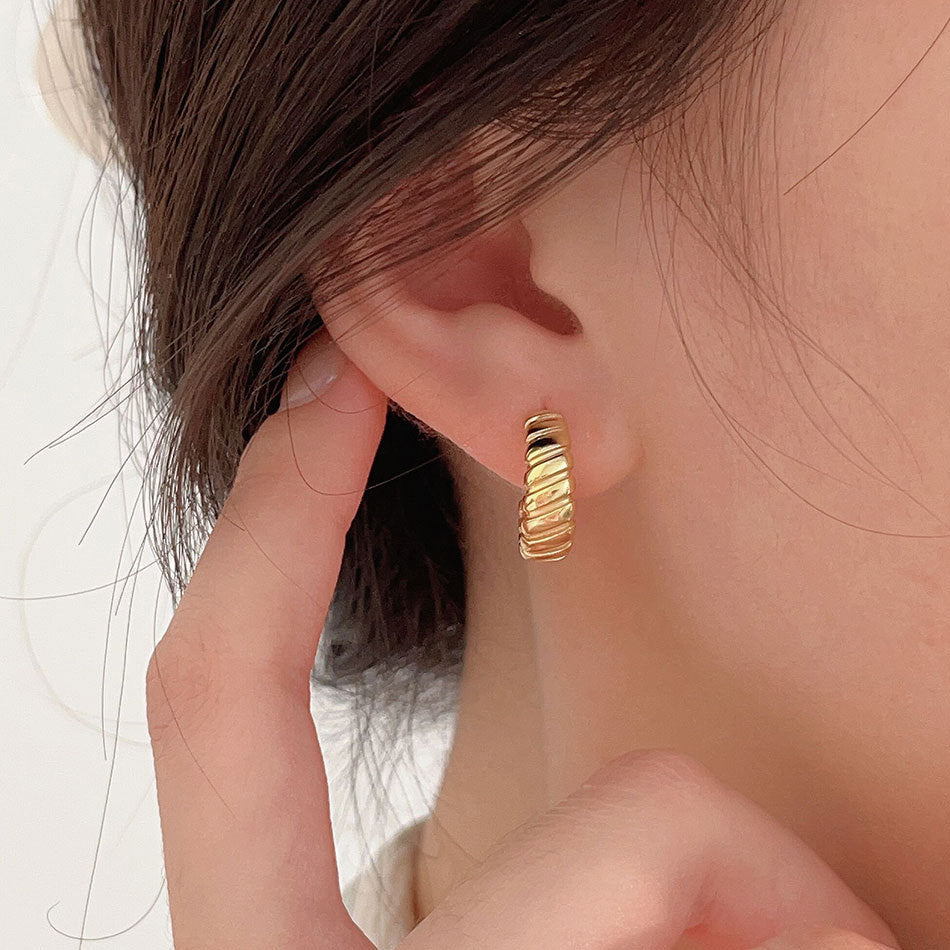 Orecchini a goccia geometrici minimalisti da donna in argento sterling 925 con intarsio in perle