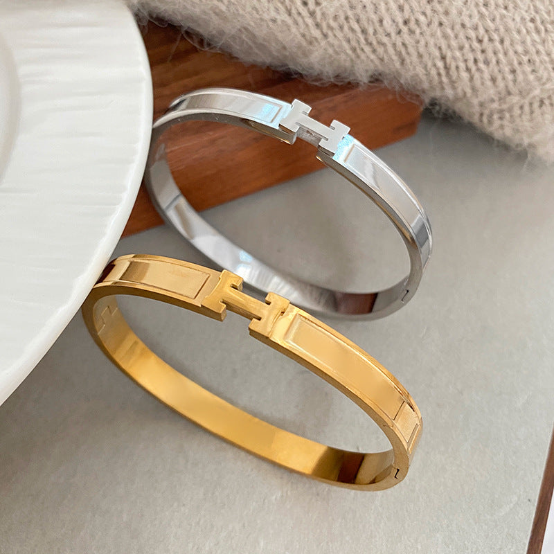 Letter Titanium Steel Plated Bracelet for Women
