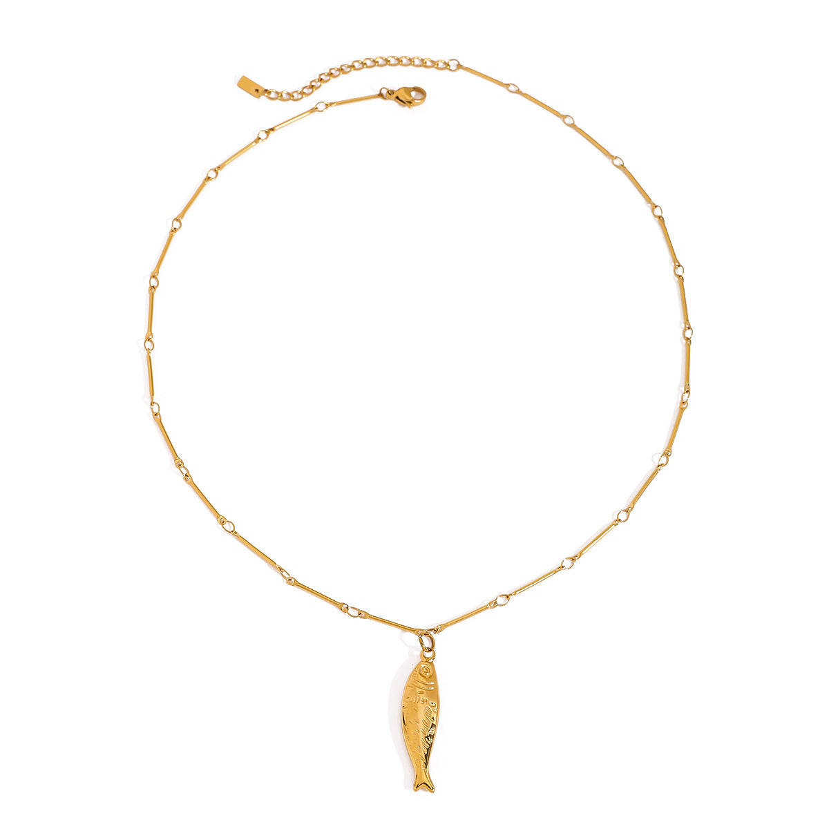 Minimalist Elegant 18K Gold Plated Geometric Fish Pendant Stainless Steel Necklace for Women