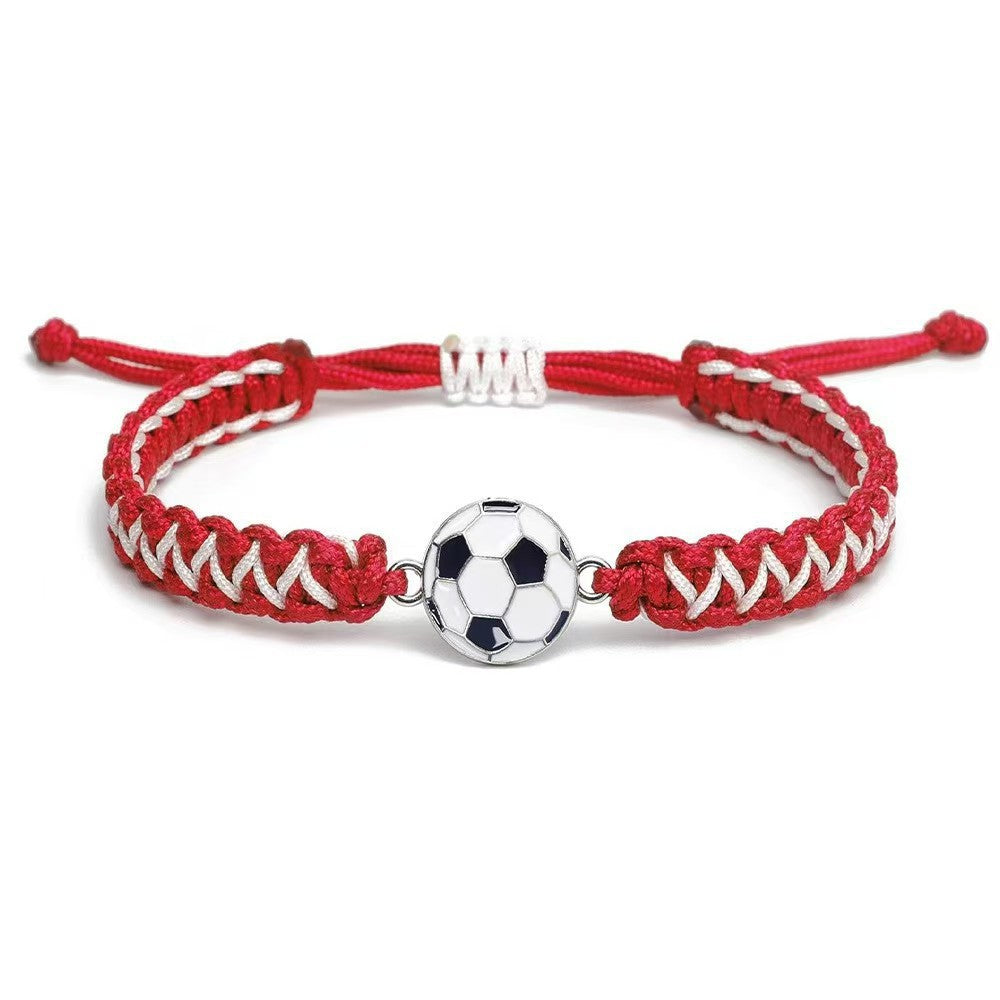 Sporty Color Block Handmade Braided Charm Bar Bracelet Unisex Adjustable