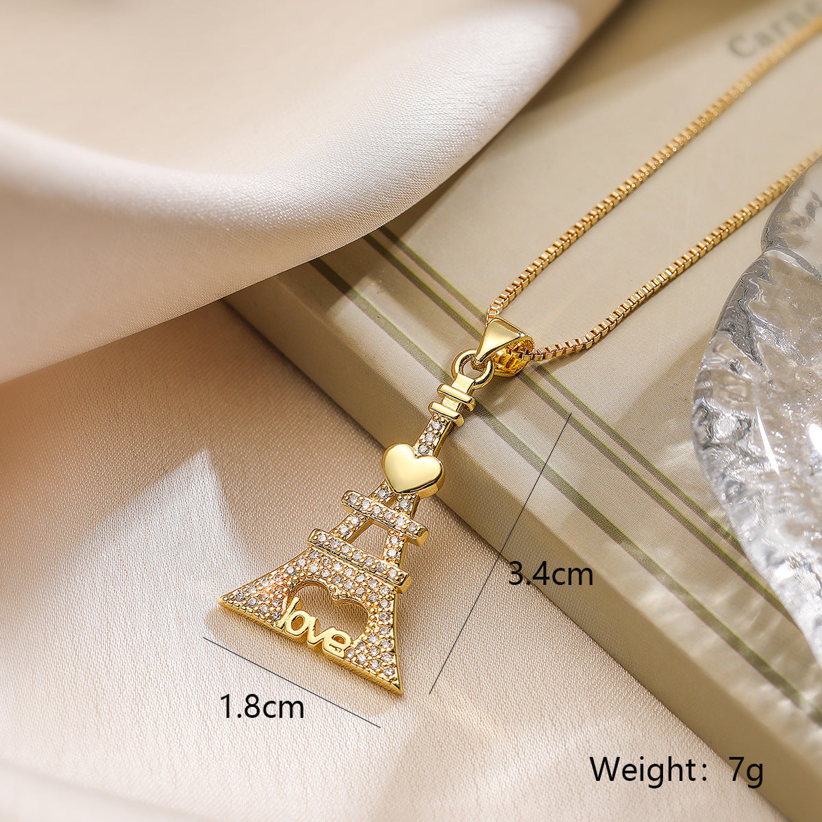 Cute Bear Pendant Necklace for Women in Copper with Real Gold Plating and Zircon Geometric Locket Style