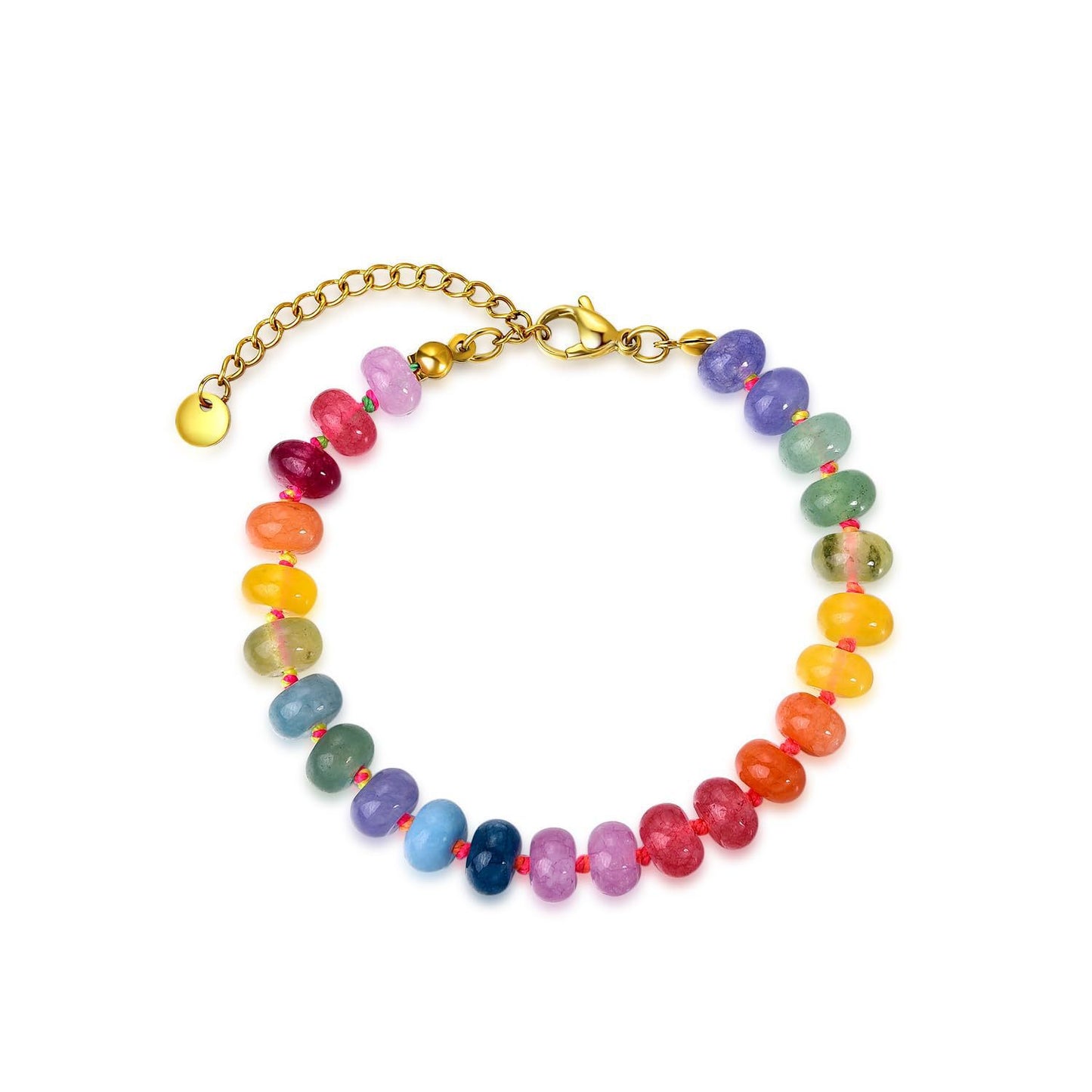 Elegant Natural Stone Beaded Stainless Steel Bracelet for Women