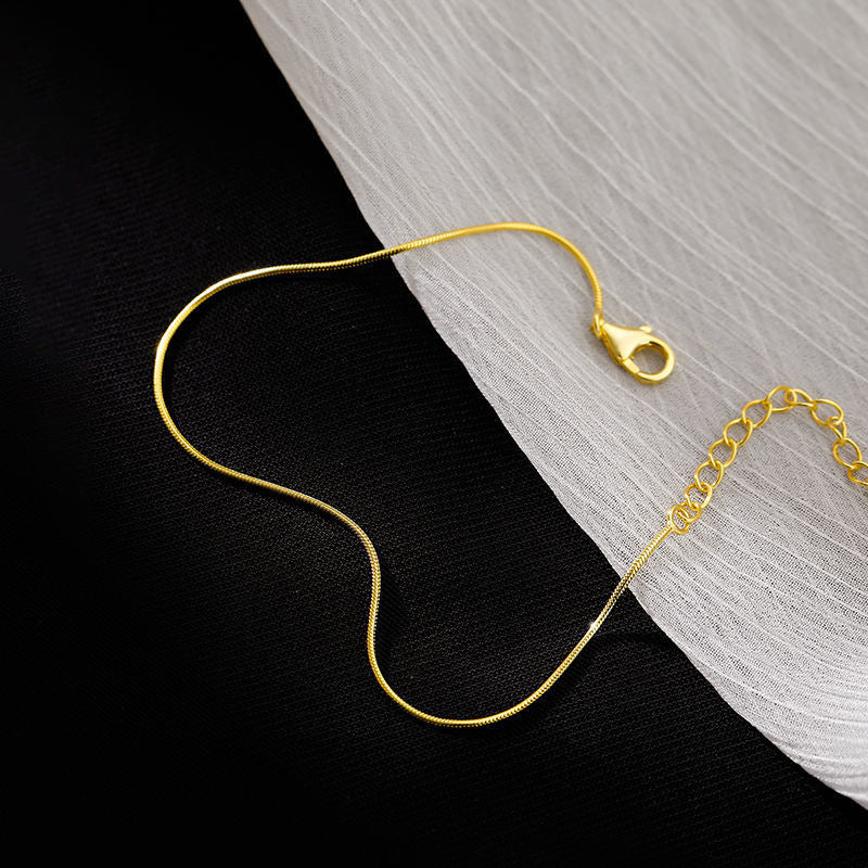 Minimalist Geometric Titanium Steel Anklet for Women with Snake Chain Design