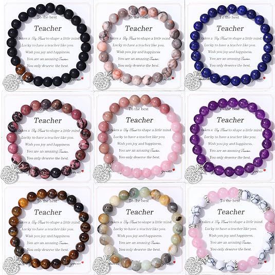 Minimalist Geometric Round Gemstone Bracelet with Rhinestone Apple Charm for Unisex