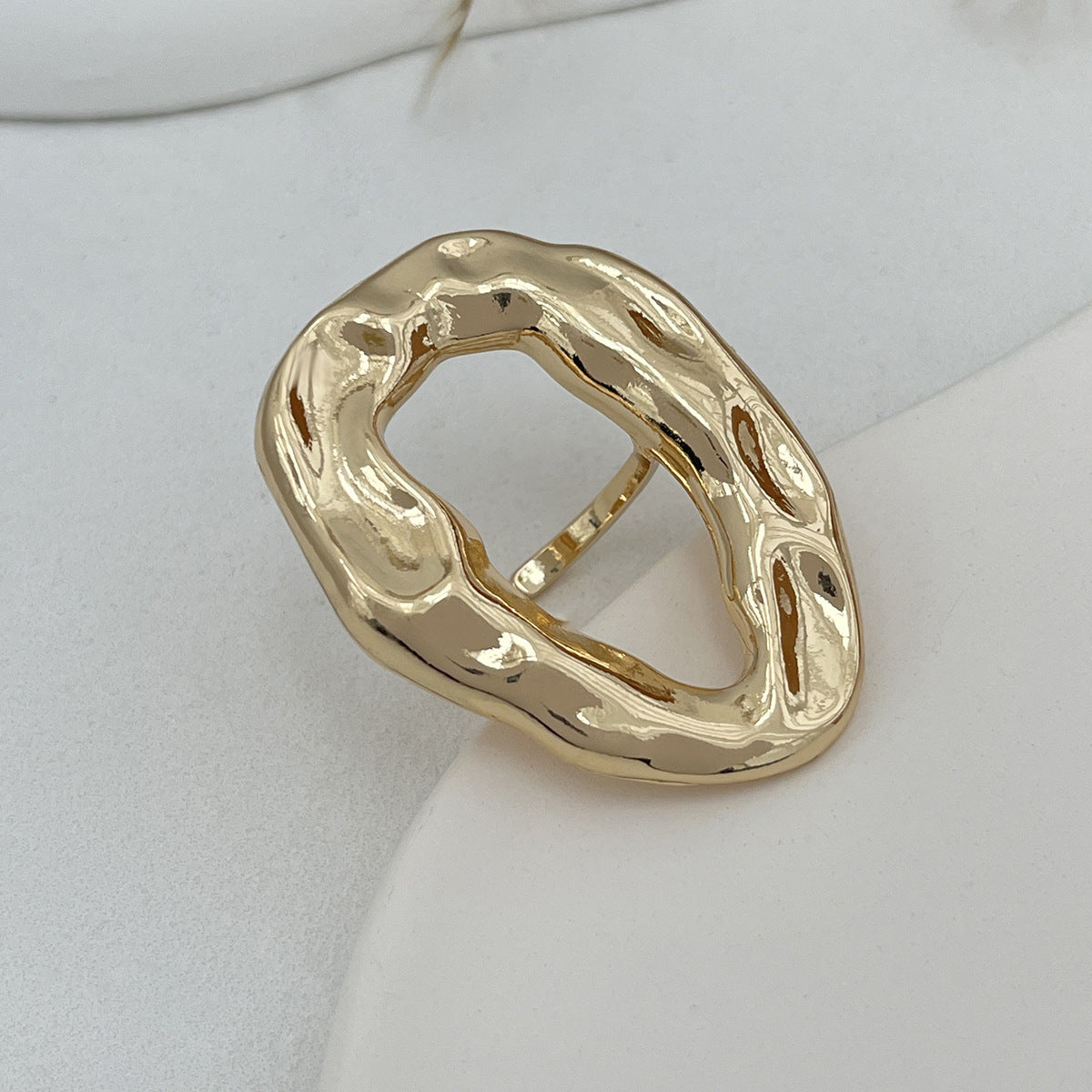 Luxury Minimalist Geometric Square Plated Zinc Alloy Ring Set for Women