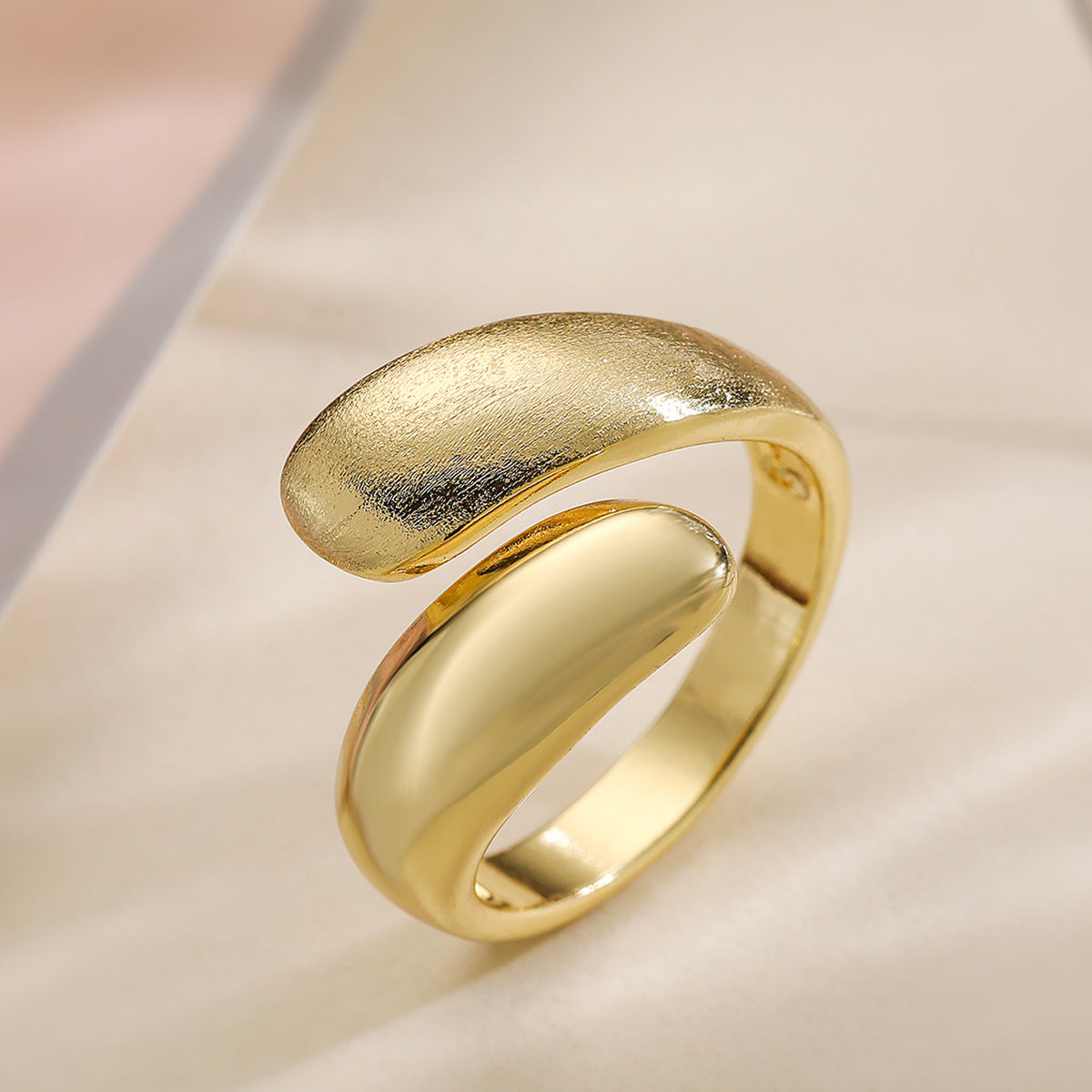 Minimalist 18K Gold Plated Geometric Brass Ring for Women