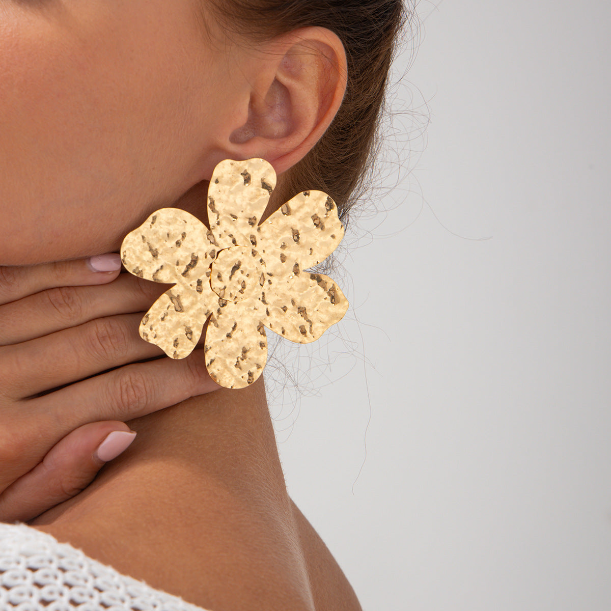 Elegant Plated Alloy Floral Stud Earrings for Women