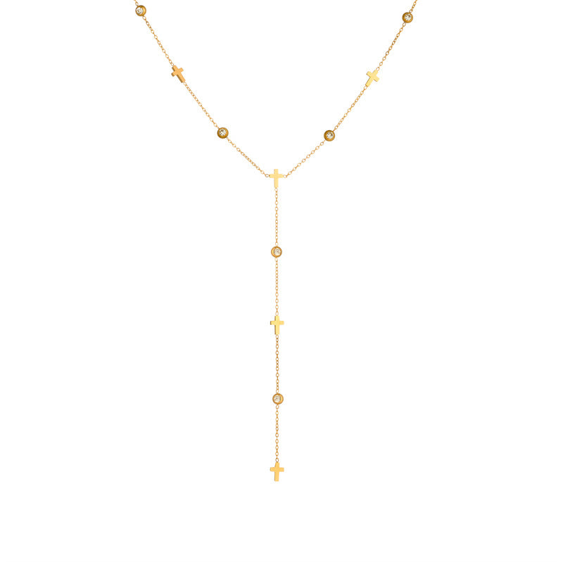 Minimalist Gold Plated Stainless Steel Heart Floral Butterfly Y-Chain Necklace for Women