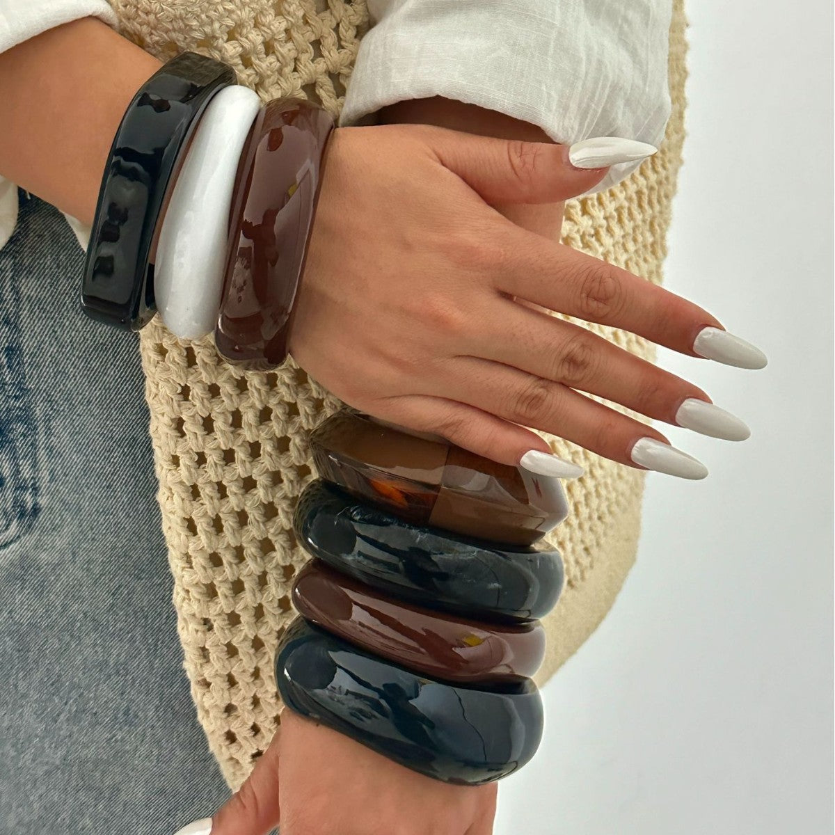 Vintage Gradient Square Acrylic Cuff Bracelet for Women