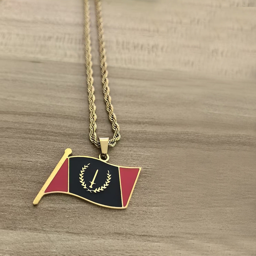 Collana con ciondolo a croce geometrica smaltata in acciaio inossidabile casual per unisex con catena a maglie piatte