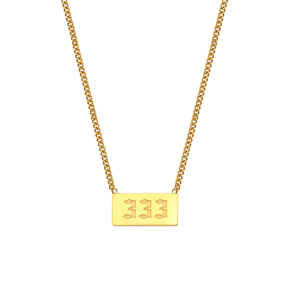 Minimalist Angel Number Pendant Necklace in Stainless Steel with Plated Finish for Women