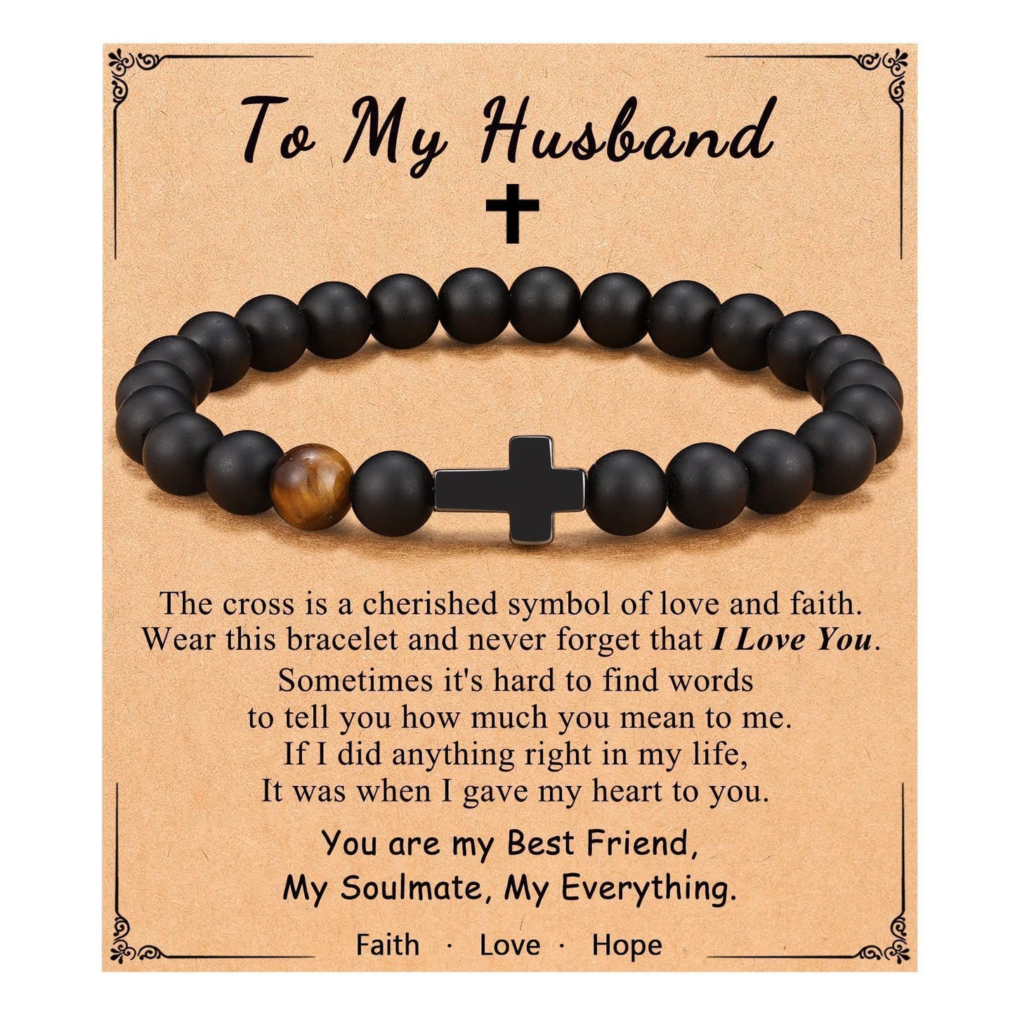 Minimalist Matte Polished Cross Beaded Bracelet for Men