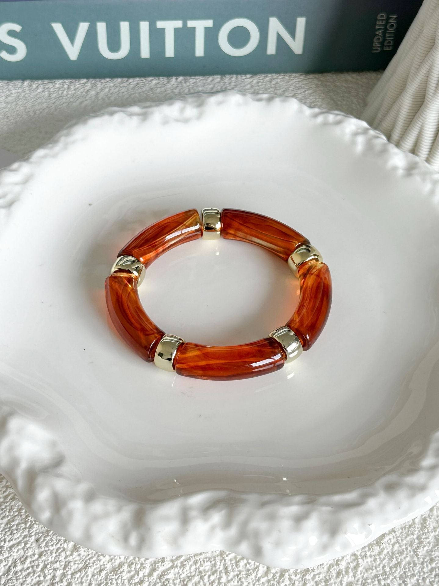 Vintage Minimalist Geometric Plated Acrylic Bracelet Set