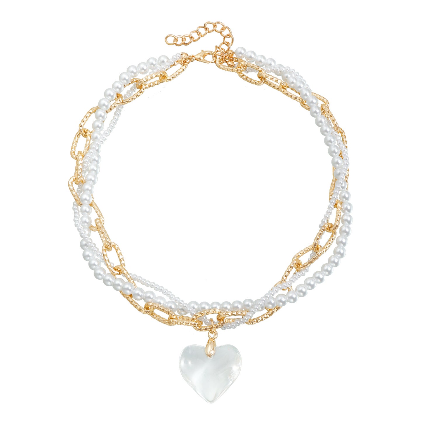 Vintage Geometric Heart Rope Chain Alloy Necklace for Women