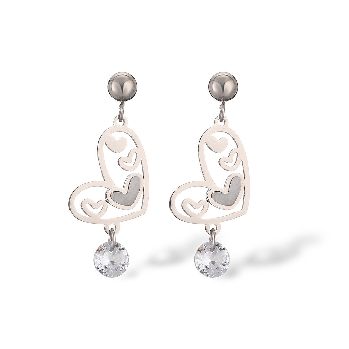 Orecchini minimalisti in acciaio al titanio a forma di cuore vuoto da donna con placcatura in vero oro, gioielli alla moda di lusso