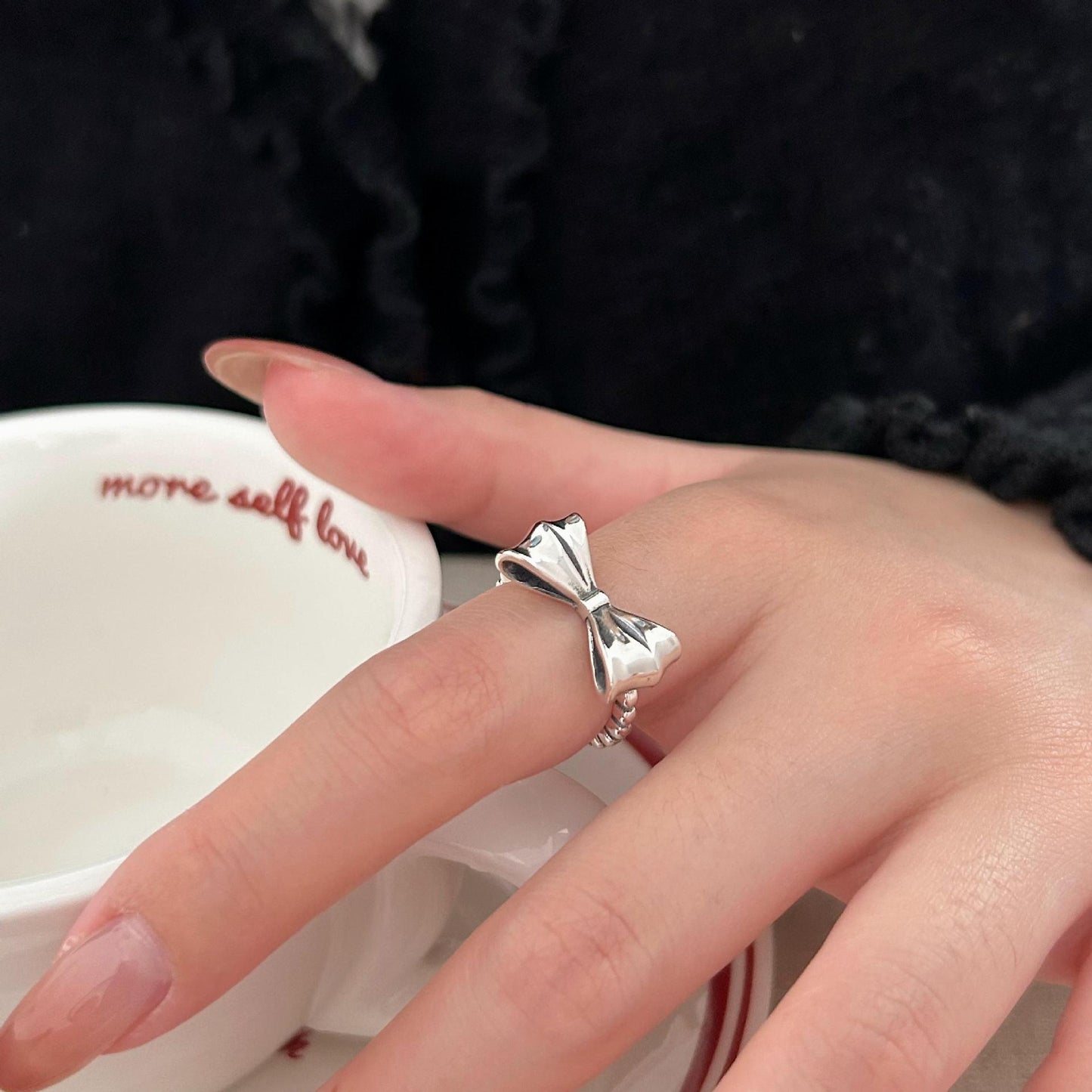 Anello Minimalista con Fiocco Placcato Argento Sterling 925 da Donna