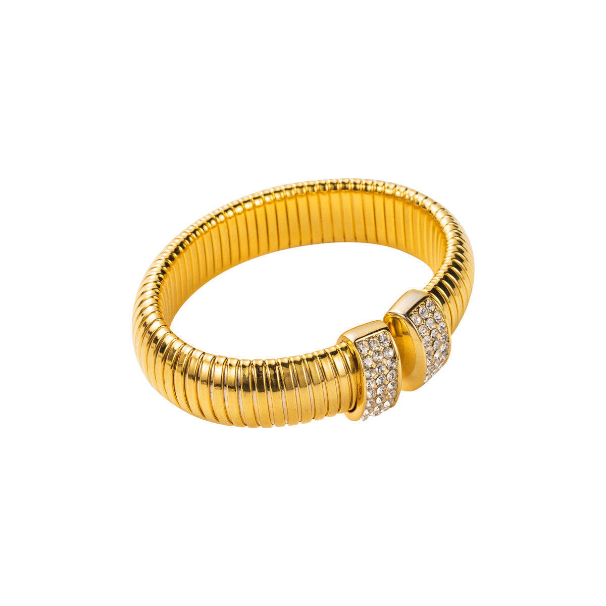 Punk Hip Hop Style Snake Shape Alloy Necklace with Rhinestone Inlay Adjustable Striped Design for Women
