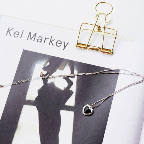 S925 Sterling Silver Heart Pendant Necklace Modern Geometric Artistic Vintage Jewelry for Women