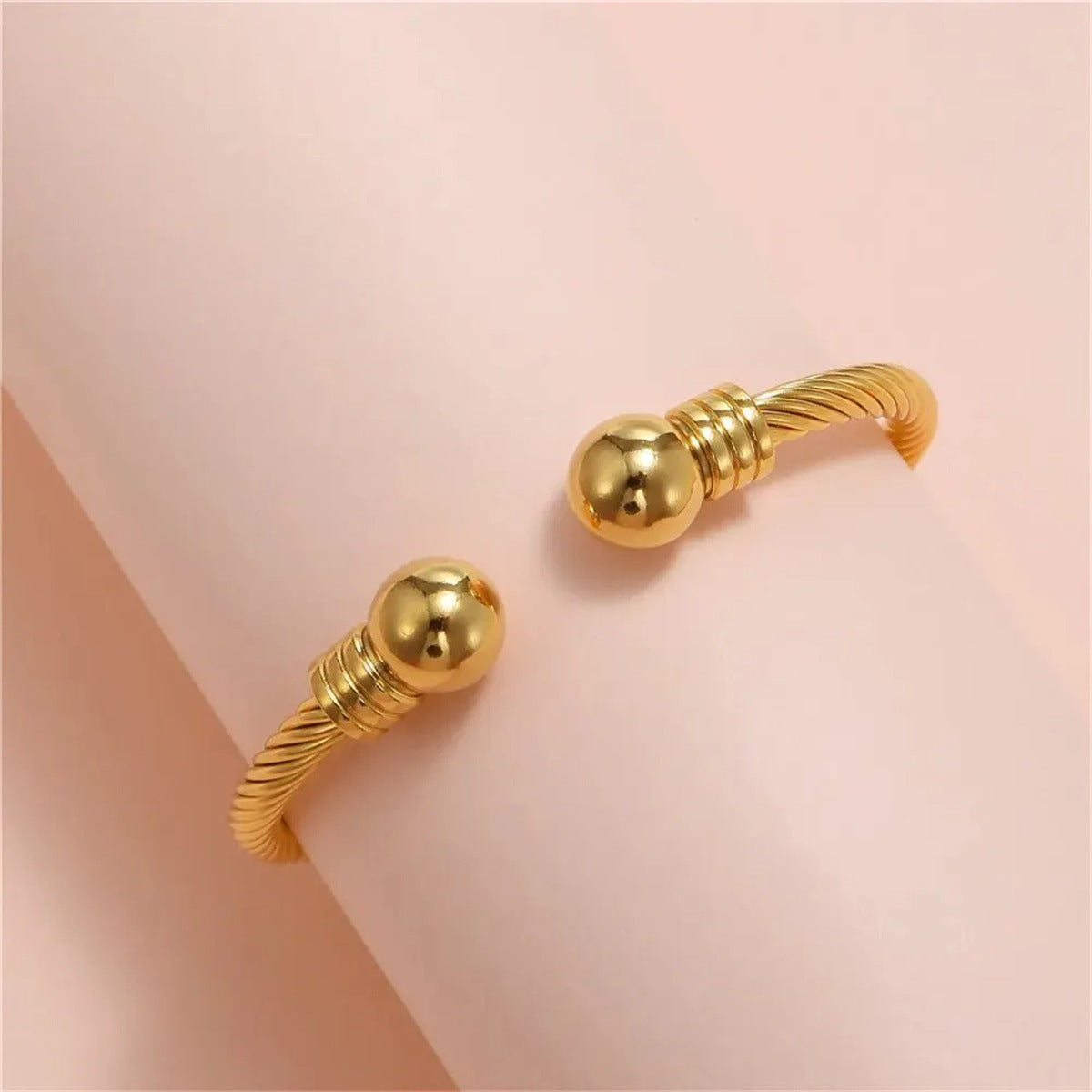 Polished Stainless Steel Cable Rope C-Shaped Bracelet for Women with Natural Style