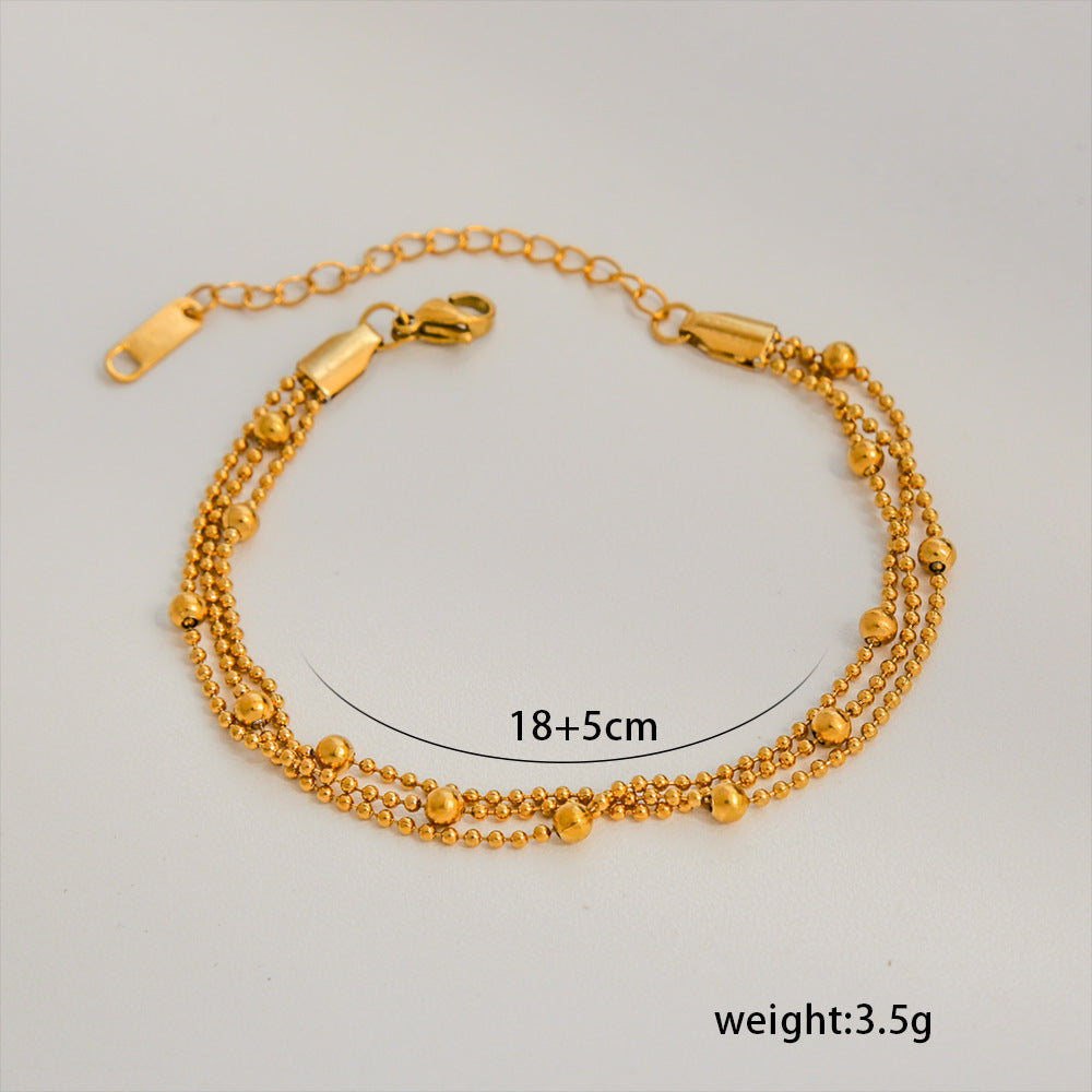 Bracciale Minimalista in Acciaio al Titanio da Donna con Placcatura in Oro 18K, Design a Catena Semplice, Set di Gioielli Versatili per Tutti i Giorni
