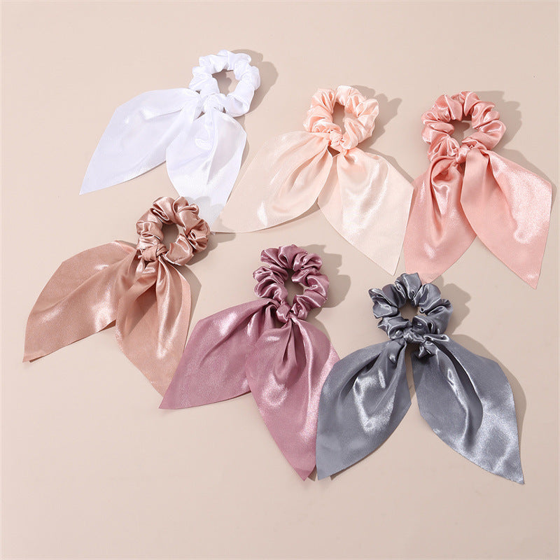 Bonito lazo de tela estilo francés con diseño en forma de U para sujetar el cabello en coletas para niñas, color sólido
