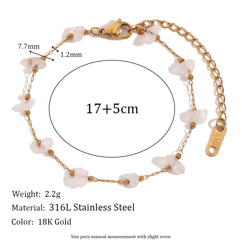 Collana Pendente Geometrica Minimalista da Donna in Acciaio Inossidabile con Placcatura in Oro 18K e Intarsio in Pietra Naturale