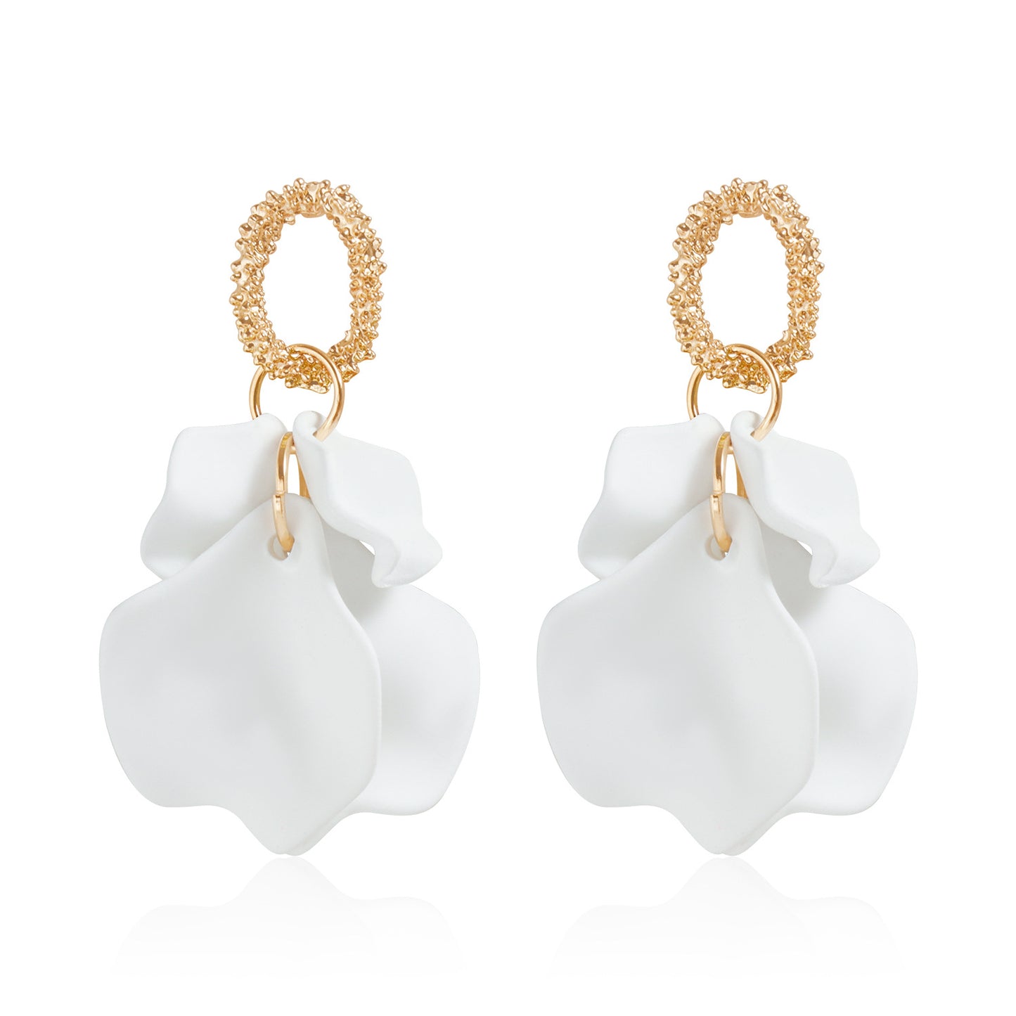 Vintage Floral Geometric Zinc Alloy Stud Earrings for Women with Plated Finish and Soft Garden-Inspired Design