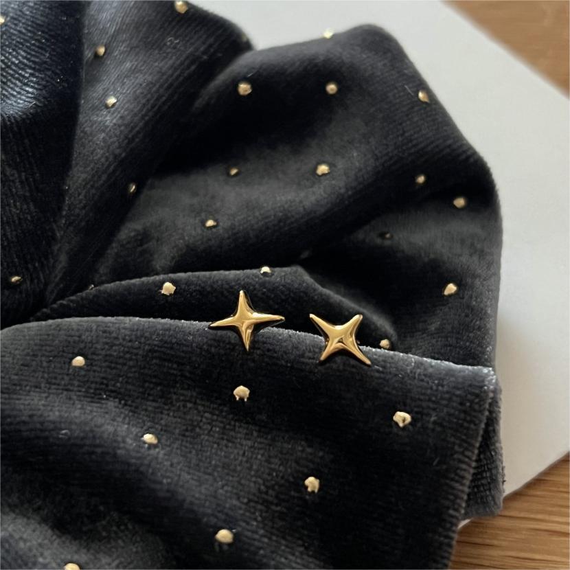 Minimalist Star-Shaped 925 Sterling Silver Stud Earrings with Plated Finish, Geometric Edge Detail