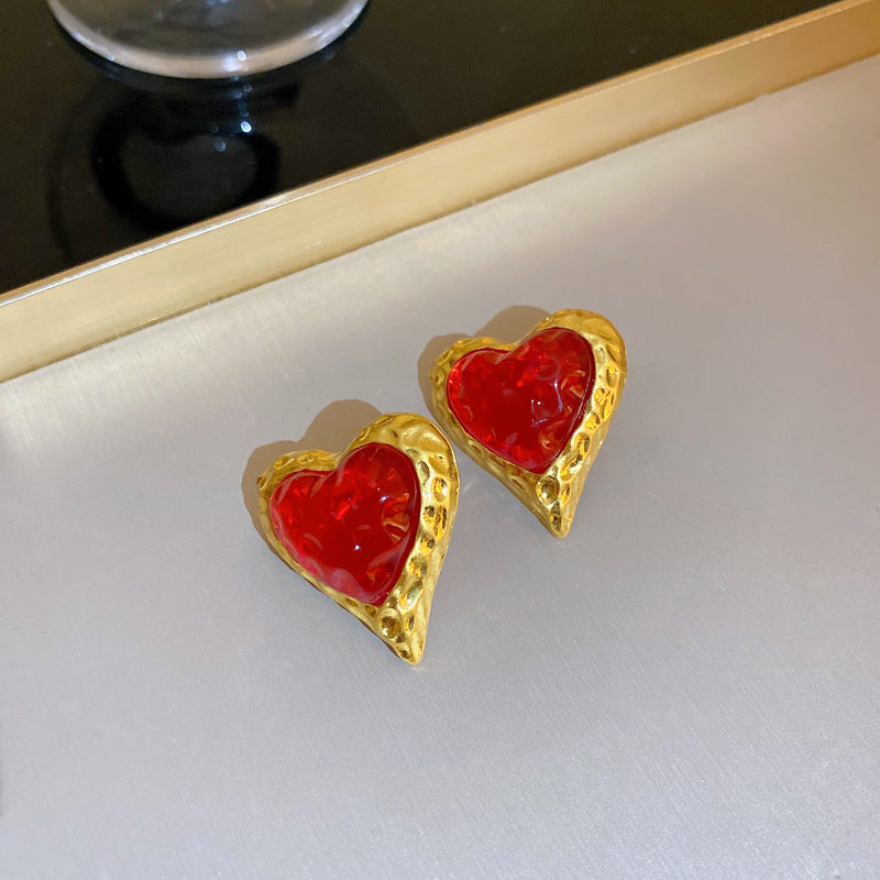 Pendientes de Ángel Retro Artísticos Ovalados con Incrustaciones de Pedrería para Mujer con Base de Cobre y Diseño Geométrico