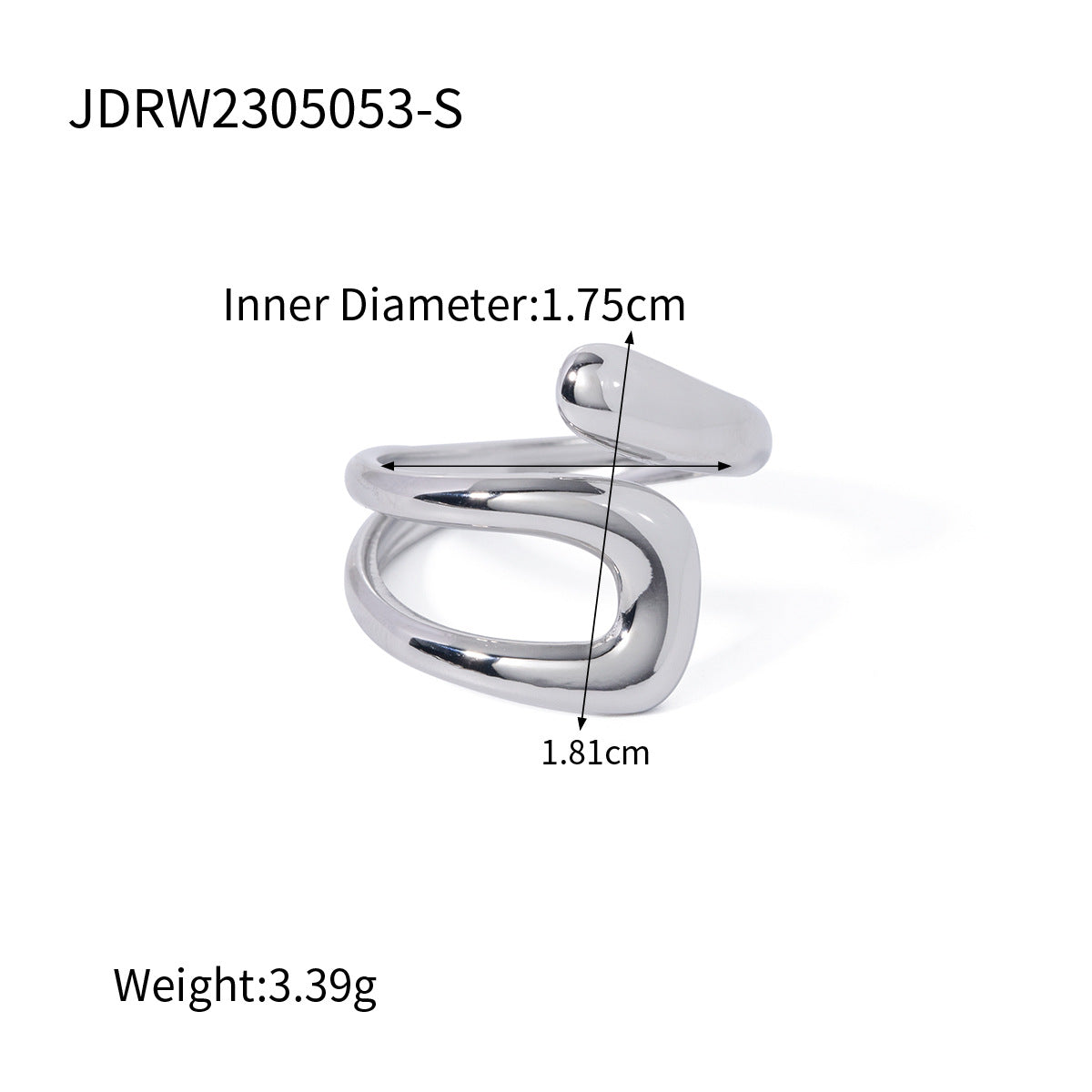 Geometric Plated Stainless Steel Open Ring for Women
