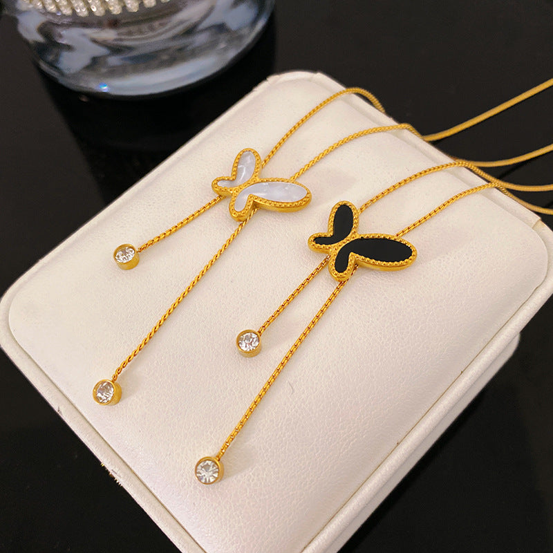 Minimalist Butterfly Titanium Steel Plated Necklace Unisex Casual Cable Chain