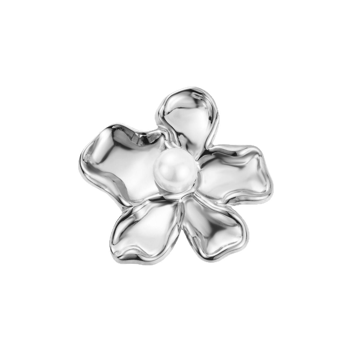 Elegante Spilla Floreale da Donna con Intarsio di Perle in Acciaio Inossidabile Placcato Oro 18K Spilla alla Moda