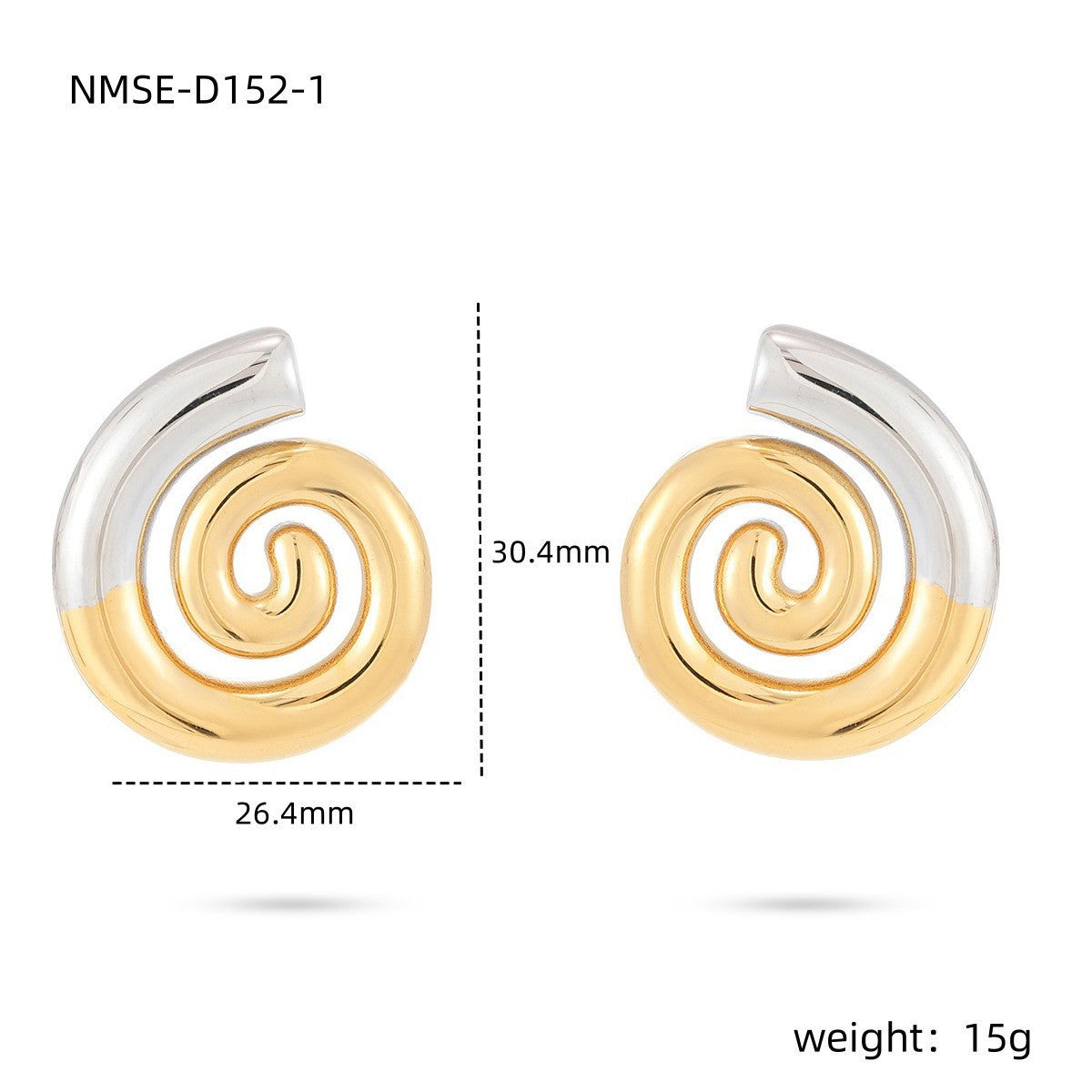 Orecchini a perno da donna in acciaio inossidabile placcato oro 18 carati con design geometrico minimalista a forma di C
