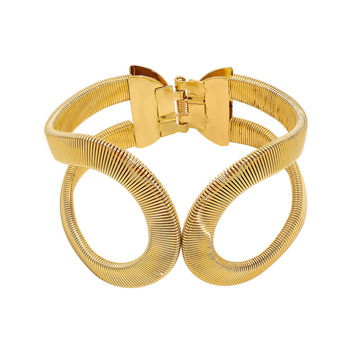 Pulsera de mujer con broche de resorte abierta en forma de serpiente de hierro con acabado chapado