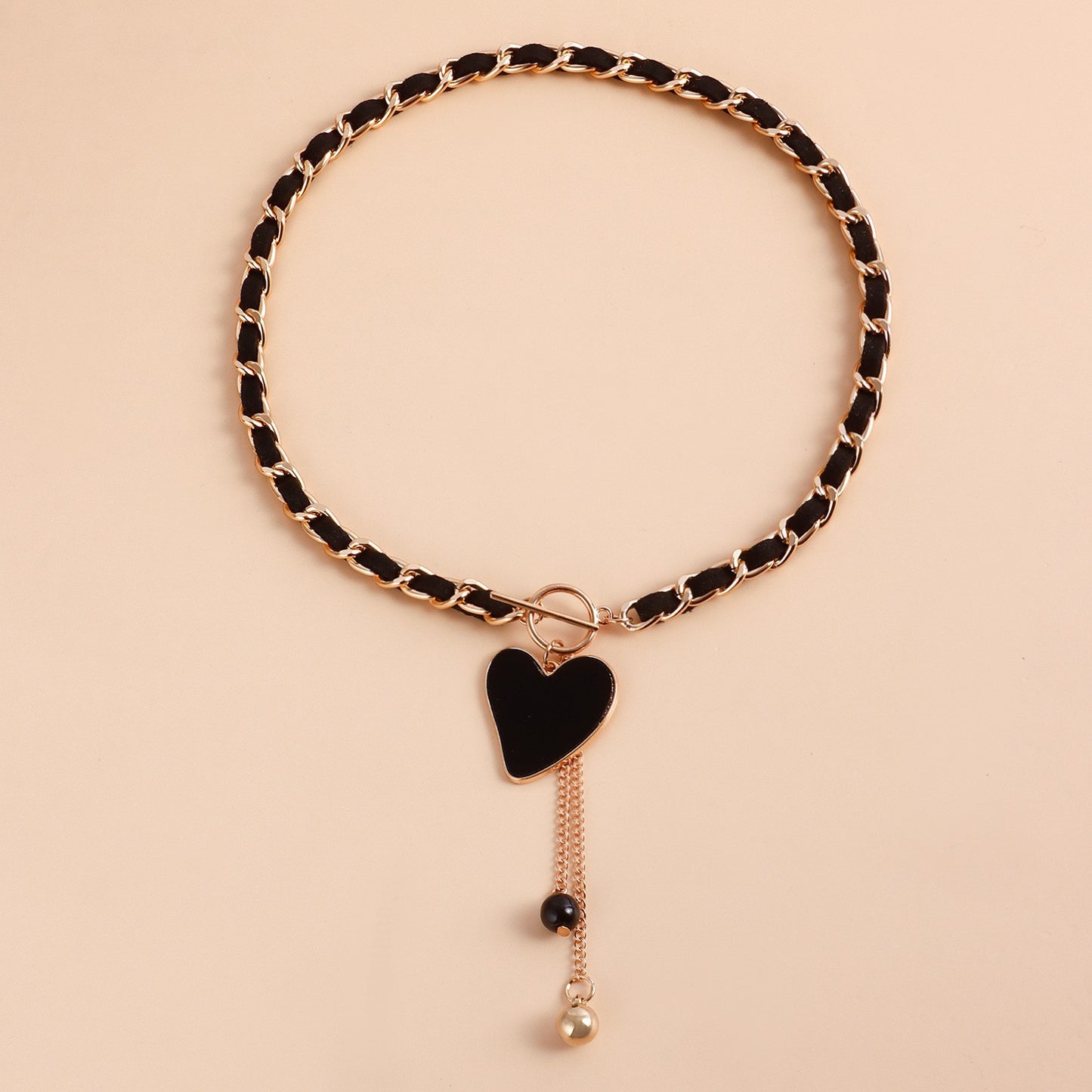 Minimalist Heart Alloy Plated Pendant Necklace with Tassel for Women