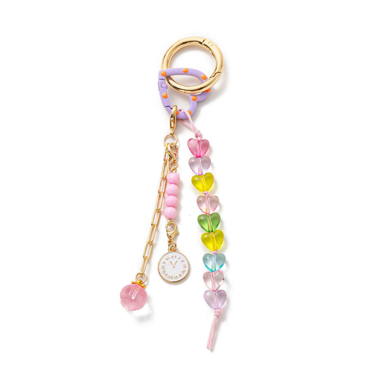 Sweet 18K Gold Plated Brass Floral DIY Charm Bar Bag Pendant Keychain