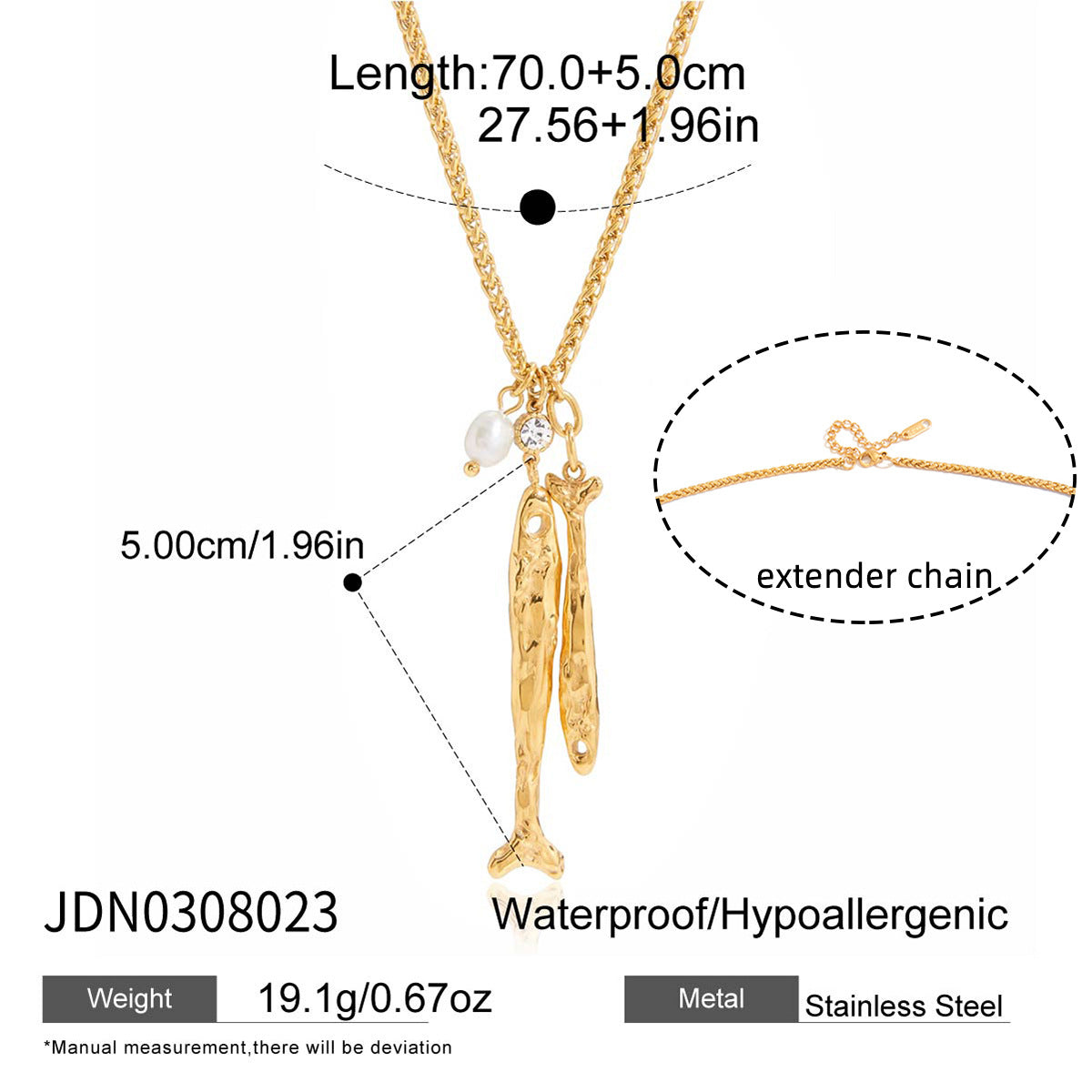Fish Shape Titanium Steel Pendant Stainless Steel Plated Necklace and Earring Set for Women