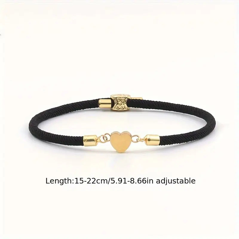 Pulsera de Latón Chapado en Oro con Cuentas en Forma de Corazón Unisex