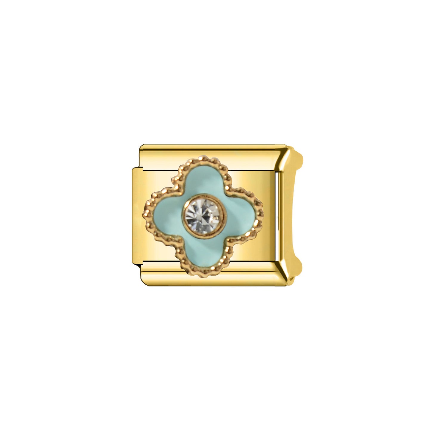 Bracciale modulare in acciaio inossidabile placcato con strass floreali dolci