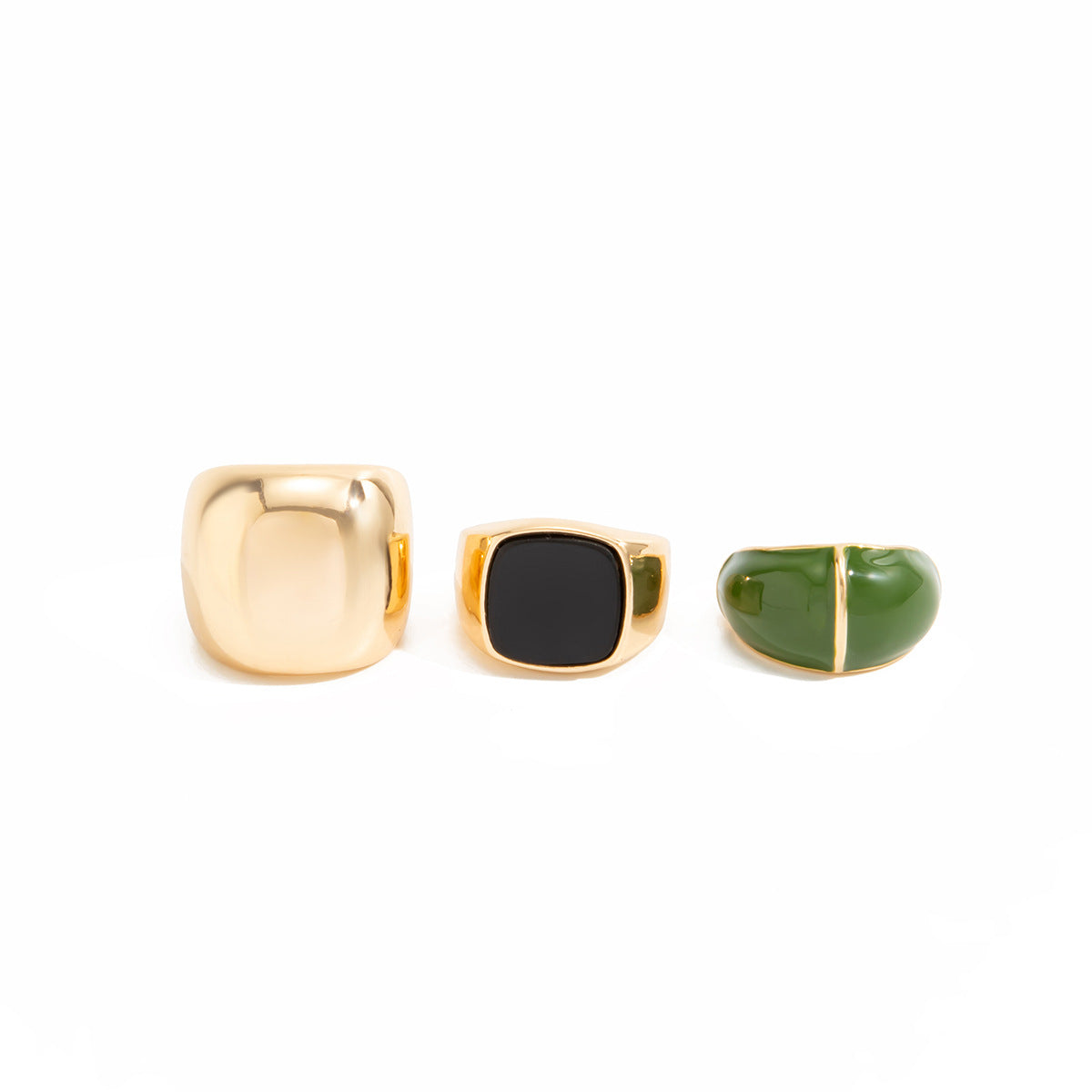 Minimalist Punk Geometric Round Zinc Alloy Drip Oil Plated Ring for Women