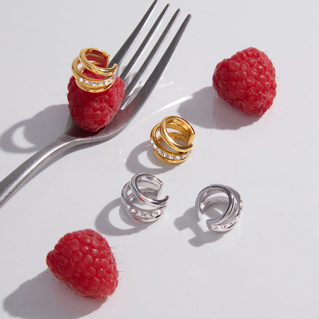Minimalist Geometric Titanium Steel PVD Gold Plated Ear Cuff for Women